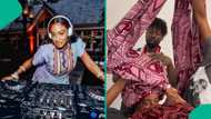 3 people struggle to help DJ Cuppy tie wrapper as headgear, funny video trends: “It takes a village”