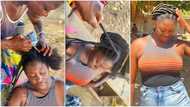 "It's very beautiful": Lady travels all the way from city to village to make thread hair, video emerges