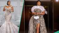 "Beautiful": Eniola Ajao adorns classy blue outfit, shows off her upper body parts
