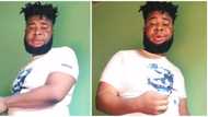 Man ends up with undersized shirt after online order, netizens amused: "Dem give am crop top"