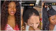 "Na to tie white wrapper": Reactions as lady shares wig she got from online vendor