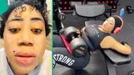 Moyo Lawal sustains injury on her lip during gym session, people react to video: "U do press mouth?"