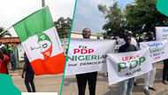 Just In: PDP faction stages massive protest at US embassy, European Union, others in Abuja
