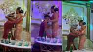 Lady fires prayers on husband in video at their wedding reception, wishes him favour in the presence of guests