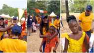 Mercy Johnson jumps like a kid as she attends her children's inter-house sports, screams as son's team win