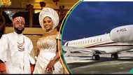 Davido shows off where he sleeps with his wife Chioma on his private jet, takes friends on a tour