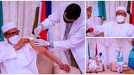 Breaking: Photos emerge as Buhari takes second dose of COVID-19 vaccine