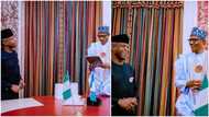 Buhari delighted as he receives Christmas gift from Osinbajo (photos)