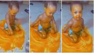 "I'm living in pains": Mum gets the shock of her life as baby spills N4,000 palm oil, sits on it in video
