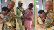 "See my son": NYSC member salutes his father who is a soldier, visits mum's office in video
