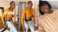 Romantic moment Nigerian man stepped out in his wife's cute crop top, video shows her screaming in awe