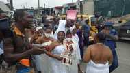 Not scared of police? Traditional worshippers join Yoruba nation rally in Lagos, appear in white wrapper