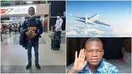 Bye bye Nigeria: Young man relocates to UK, shares his airport arrival photo, causes 'commotion' online