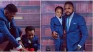 Kolawole Ajeyemi and son in adorable photos as they rock matching outfits for birthday celebration