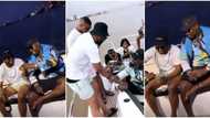 Oba boys: Cross finally links up with billionaire Obi Cubana, chills with him as they go on boat cruise