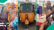 "He's enjoying": Husband working as keke rider celebrates birthday with wife at motor park
