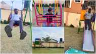 Caring wife 'buys' playground equipment for her kids, husband enjoys it in viral video, says he's also a baby