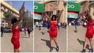 "Who is my guy?" Single lady in red gown takes to street with placard in video, says she's ready to mingle