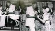Throwback: Old photo of President Buhari as a young man dancing with "white" lady bare-footed stirs reactions