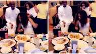 Ned Nwoko tickles wifey Regina Daniels as they have breakfast with the kids (video)