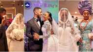 Bride's wedding entrance makes guest cry, worship as Nigerian lovers tie the knot amid COVID-19 pandemic (video, photos)