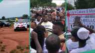 Romantic boyfriend makes students gather to watch as he celebrates girlfriend on sign-out day