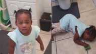 Baby pretends to be dead after she was caught writing on the wall, video goes viral