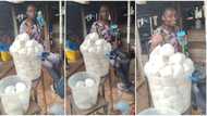 "Patronise me": Fufu seller upgrades as she acquires POS machine for her business, celebrates in video