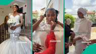 Bride's makeup cleaned, earrings removed and dress covered on wedding day because of her church