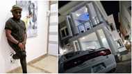 Comedian Ajebo puts his newly completed mansion on display, many congratulate him