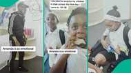 First day in UK: Nigerian man visits his children's school from airport, their reactions melt hearts
