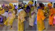 Mum in yellow wrapper tickles audience with dance, moves body to Holy Father by Mayorkun, video causes stir