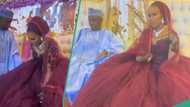 "Her dress no gree for her": Hausa bride struggles with elaborate wedding gown, amuses netizens