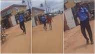 Policeman carries microphone, preaches passionately about Christ on the street in Abia, Nigerians react