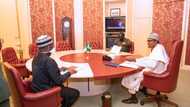 President Buhari holds security meeting with General Buratai (photos)