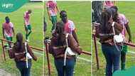 “He's going to make it soon”: Oyinbo woman supports lover during football match