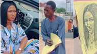 "It took only 5 minutes": Nigerian man sees pretty lady sitting inside car, draws her perfectly in video