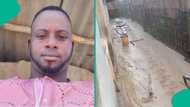 Bricklayer cries out in touching video as rain washes off his flooring work