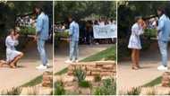 Lady makes bold move, proposes marriage to her man publicly, stirs reactions