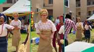 Oyinbo girl schooling in Nigeria joins classmates in Yoruba cultural dance, her moves wow many