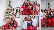 Iyabo Ojo, new lover Paulo and their four children rock matching PJs in family Christmas photos and video