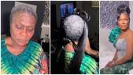 Woman with lowcut gray hair undergoes amazing transformation in trending clip