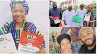 Family members of BBNaija's Kidd spotted as mum Susan Waya picks up PDP nomination form to run for governor