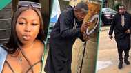 Lady regrets introducing uncle to TikTok after watching him make content under rain, video trends
