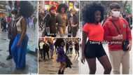 Pretty black lady with natural afro turns celeb in Turkey as Oyinbos rush her in video to take photos with her