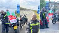 Nigerian man who's been riding bike from London announces when he will get to Lagos state, many rejoice