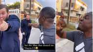 "So na here you dey live?" Nigerian man bumps into oyinbo who denied him visa to America, video causes frenzy