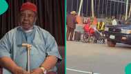 Man shares rare video of veteran actor Pete Edochie in wheelchair at airport, generates buzz