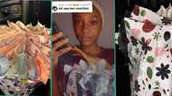 "I forced her to take it": Lady uses N10 and N5 notes to design money bouquet for sister's birthday