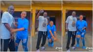 Nigerian lady drags dad into her TIkTok video, dances beside him, he looks surprised
